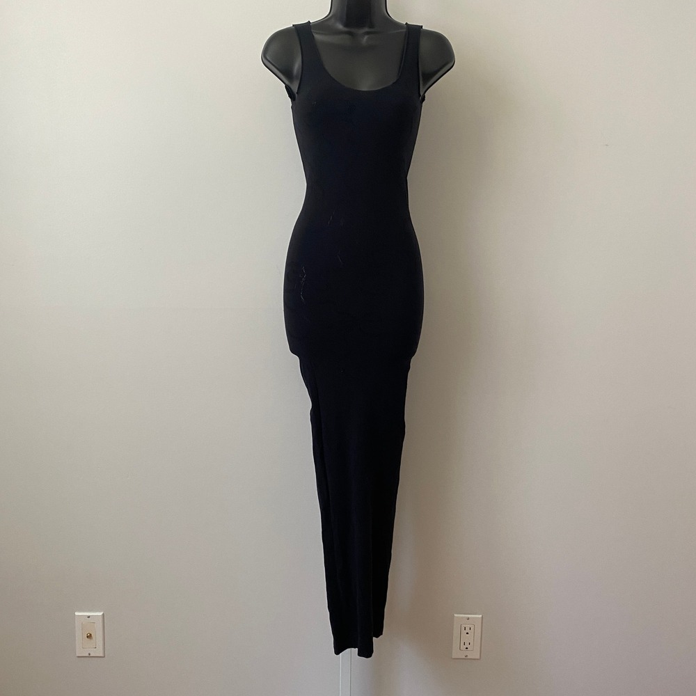 Savage X Fenty XS-XL Black Maxi Slip Dress Bow Knit Pointelle Rihanna Loungewear